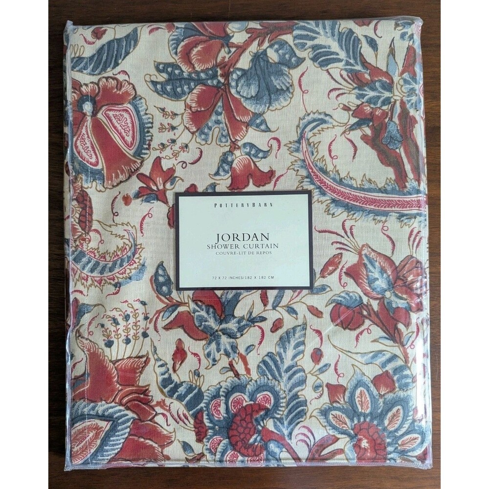 NEW Pottery Barn Jordan Palampore Floral Linen Blend Shower Curtain Rare 72x72"